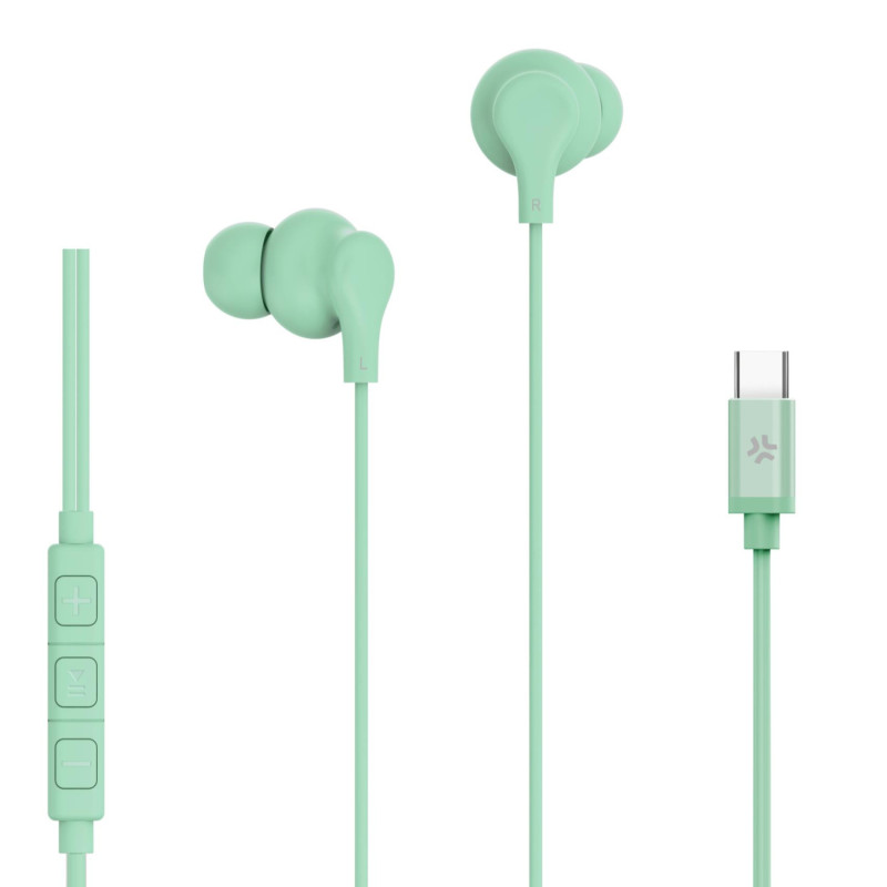 UP1600TYPEC - USB-C Stereo Wired Earphones - Verde
