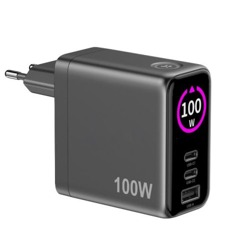 TCSCREEN2C1A100 - 100W GaN Wall Charger with integrated Screen