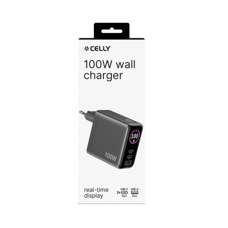 TCSCREEN2C1A100 - 100W GaN Wall Charger with integrated Screen