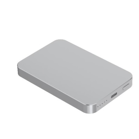 Power bank - 15W Wireless Powerbank 5000 mAh LED - Silver