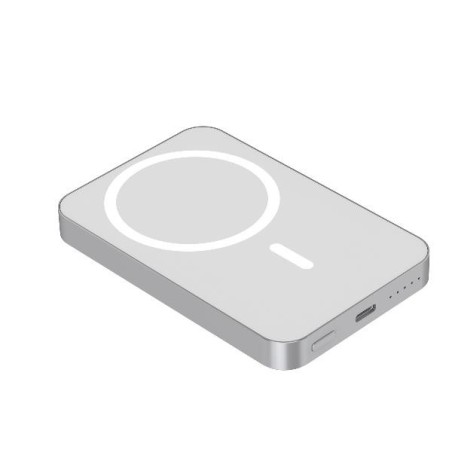 Power bank - 15W Wireless Powerbank 5000 mAh LED - Silver