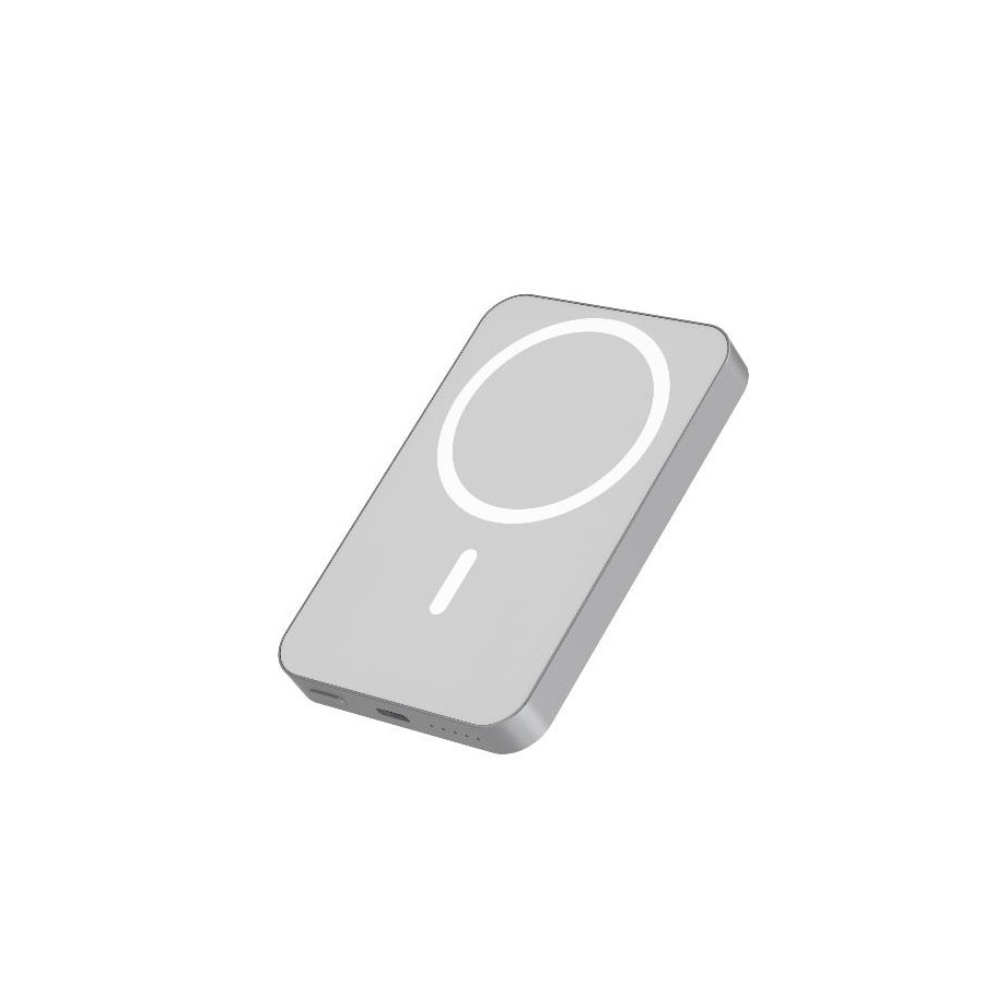 Power bank - 15W Wireless Powerbank 5000 mAh LED - Silver