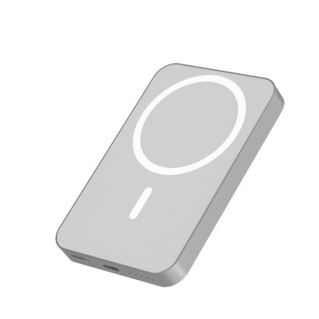 Power bank - 15W Wireless Powerbank 5000 mAh LED - Silver