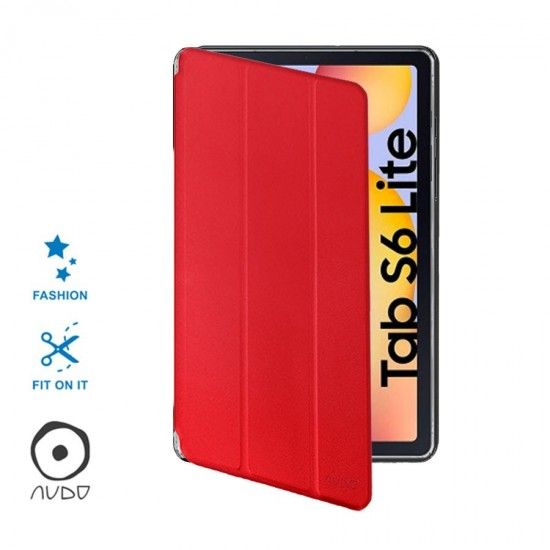 Book Case Fiber Stand (Rosso) per GALAXY TAB S6 LITE P610/P615
