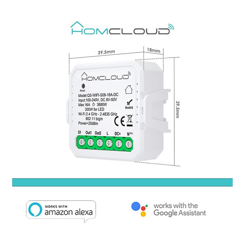 Modulo Interruttore/Pulsante Mini AC/DC Wi-Fi