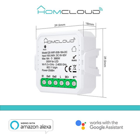 Modulo Interruttore/Pulsante Mini AC/DC Wi-Fi