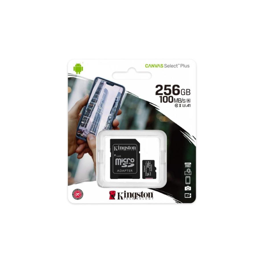 Kingston Canvas Select Plus 256GB con adattatore SD classe A1 Kingston Canvas Select Plus 256GB con adattatore SD classe A1